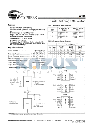 W181-02 datasheet - Peak Reducing EMI Solution