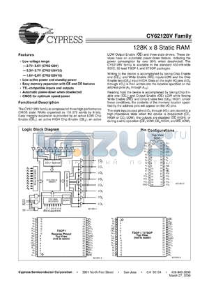 CY62128V-70SC datasheet - 128K x 8 Static RAM