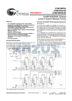 CYM74SP55PM-66 datasheet - Intel 82430NX Chipset Level II Cache Module Family