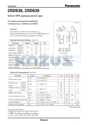 2SD0639 datasheet - Silicon NPN epitaxial planer type small signal transistor