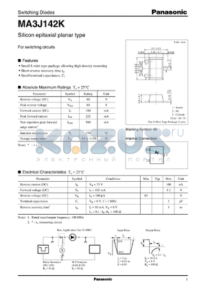 MA3J142K datasheet - Silicon epitaxial planer type switching diode
