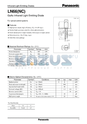 LN66NC datasheet - GaAs Infrared Light Emitting Diodes