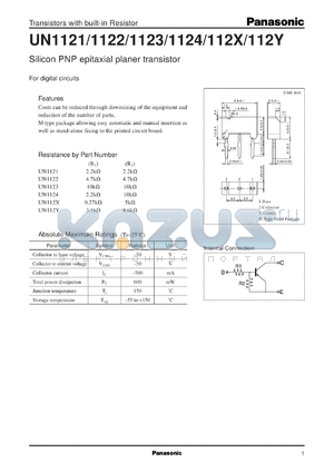 UNR1123 datasheet - Silicon PNP epitaxial planer transistor with biult-in resistor