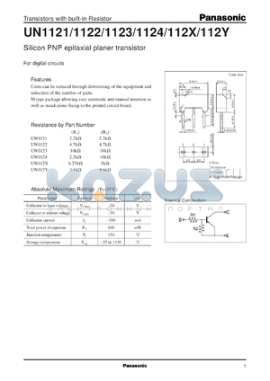 UNR112X datasheet - Silicon PNP epitaxial planer transistor with biult-in resistor