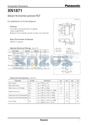 XN01871 datasheet - Silicon N-channel junction FET