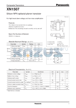 XN01507 datasheet - Silicon NPN epitaxial planer transistor