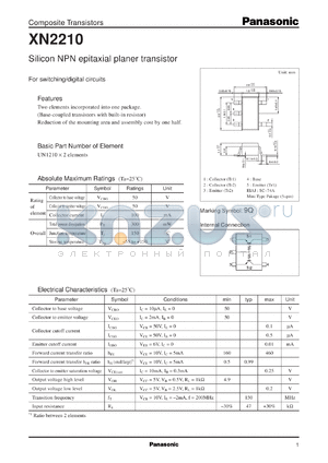 XN02210 datasheet - Silicon NPN epitaxial planer transistor