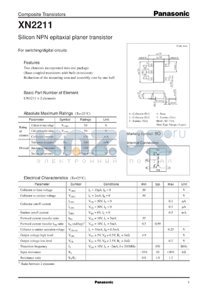 XN02211 datasheet - Silicon NPN epitaxial planer transistor