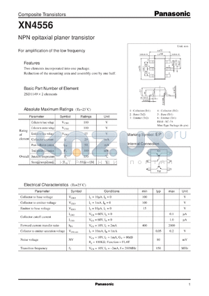 XN04556 datasheet - Silicon NPN epitaxial planer transistor