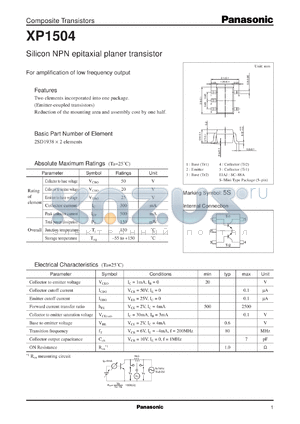 XP01504 datasheet - Silicon NPN epitaxial planer transistor