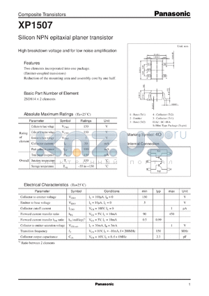 XP01507 datasheet - Silicon NPN epitaxial planer transistor