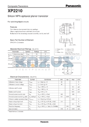 XP02210 datasheet - Silicon NPN epitaxial planer transistor