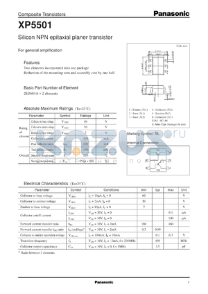 XP05501 datasheet - Silicon NPN epitaxial planer transistor