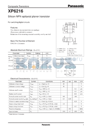 XP06216 datasheet - Silicon NPN epitaxial planer transistor