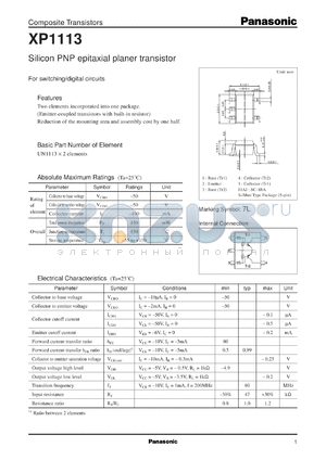 XP01113 datasheet - Silicon PNP epitaxial planer transistor