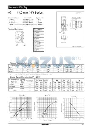 LNM374ZA01 datasheet - Numeric display visible light emitting diode. Numeric Size (11mm, 0.4inch, 1-Element Type)