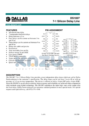 DS1007S-2 datasheet - 7-in-1 Silicon Delay Line