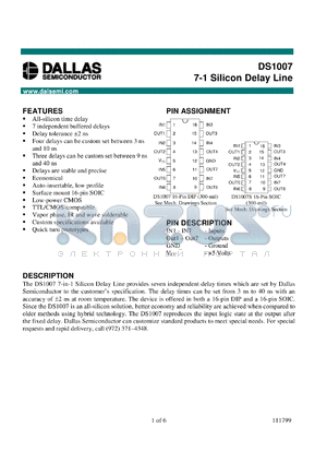 DS1007S-11 datasheet - 7-in-1 Silicon Delay Line