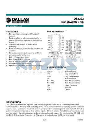 DS1222S datasheet - BankSwitch Chip