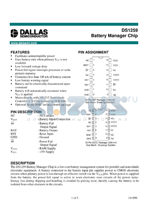 DS1259N datasheet - Battery Manager Chip
