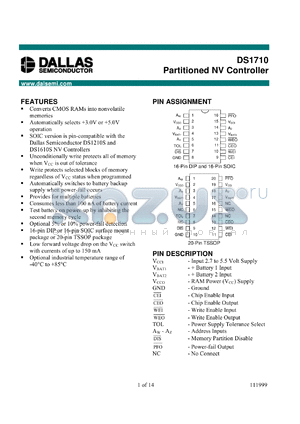 DS1710E datasheet - Partitioned NV Controller