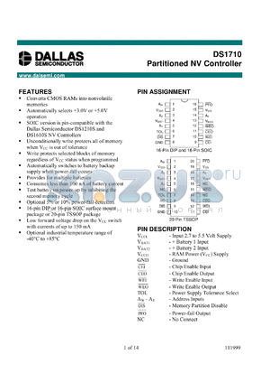 DS1710S datasheet - Partitioned NV Controller