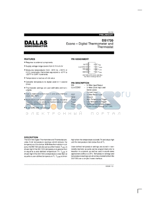 DS1720S datasheet - Econo-Digital Thermometer and Thermostat