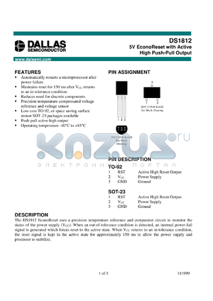 DS18120-10 datasheet - 5V EconoReset with Active High Push-Pull Output