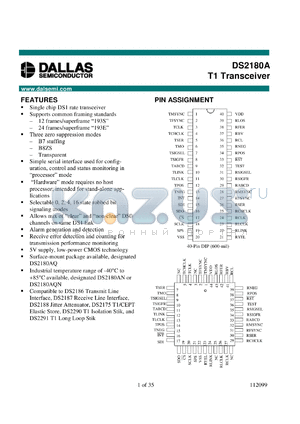 DS2180AQN datasheet - T1 Transceiver