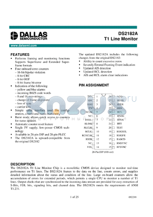 DS2182AQ datasheet - T1 Line Monitor