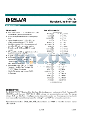 DS2187S datasheet - Receive Line Interface