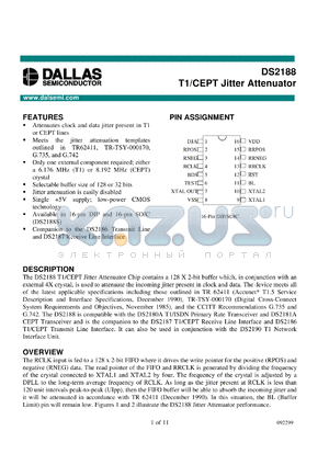 DS2188SN datasheet - T1/CEPT Jitter Attenuator