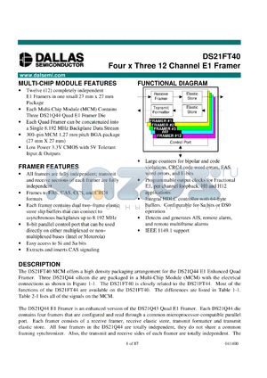 DS21FT40N datasheet - Four x Three 12 Channel E1 Framer