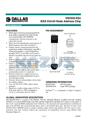 90-U0901-128 datasheet - IEEE EUI-64 Node Address Chip