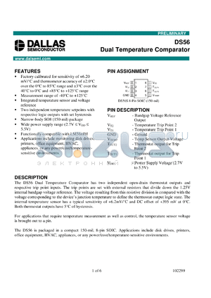 DS56S datasheet - Dual Temperature Comparator