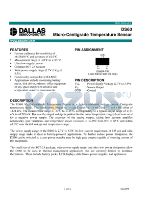 DS60R datasheet - Micro-Centigrade Temperature Sensor