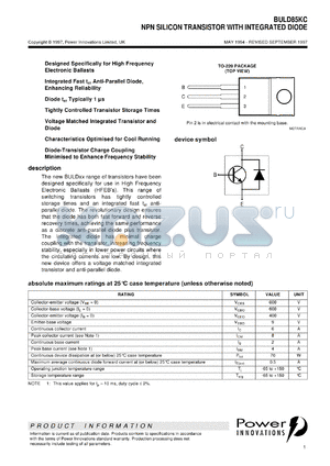 BULD85 datasheet - NPN Lighting Transistor