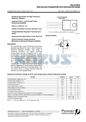 BULD125 datasheet - NPN Lighting Transistor