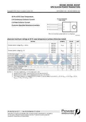 BD239F datasheet - General purpose NPN transistor