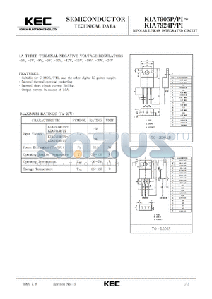 KIA7906PI datasheet - -6V, 1A three-terminal negative voltage regulator