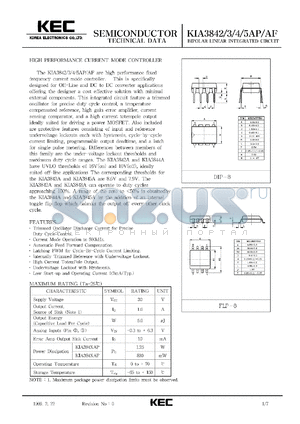 KIA3844AP datasheet - High performance current mode controller