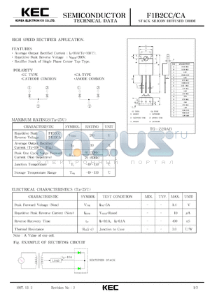 F1B2CA datasheet - Silicon diode stack (common anode) for high speed rectifier applications