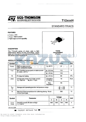 T1212DH datasheet - 400V standard triac