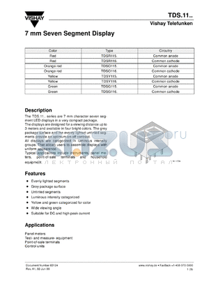 TDSR1150 datasheet - Red (660 nm) 7-segment display