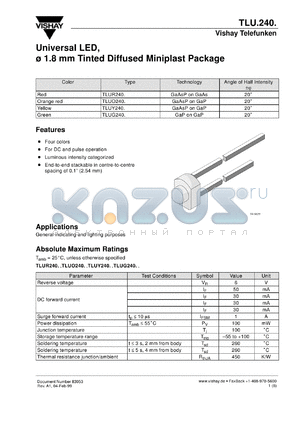 TLUG2401 datasheet - Standard Green(565nm) LED