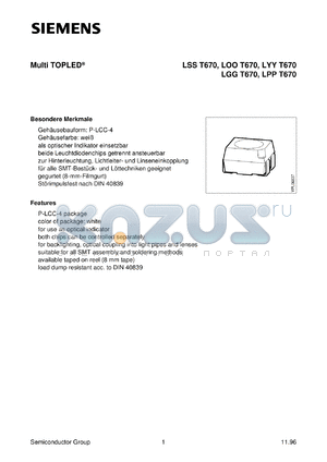 LPPT670-JO datasheet - Pure green/pure green TOPLED