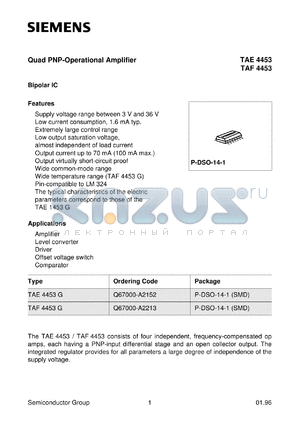 TAE4453G datasheet - Quad PNP-operational amplifier