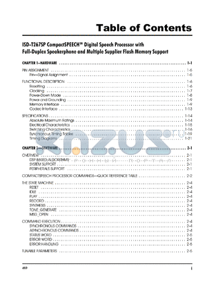 ISD-T267SP/Q datasheet - CompactSPEECH digital signal processor with full-duplex speakerphone and multiple supplier flash support