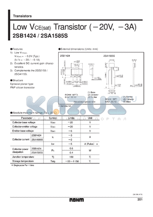 2SB1585S datasheet - PNP silicon low Vce(sat) transistor