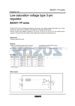 BA12FP datasheet - Low saturation voltage type 3-pin regulator